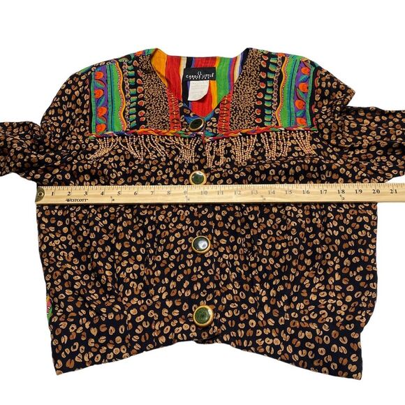 Vintage Carole Little Two Piece Bohemian Pantsuit Beaded Large Buttons 90s Sz 8 - Picture 7 of 16